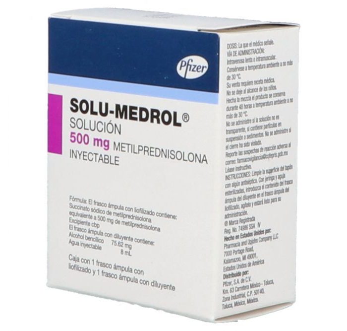 SOLUMEDROL FA 500MG 8ML METILPREDNISOLONA