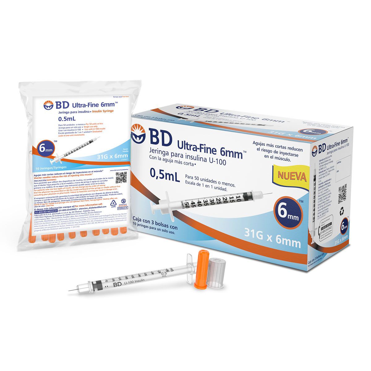 JERINGA BD INSULINA UF 0.5ML 31G X 6MM C 30