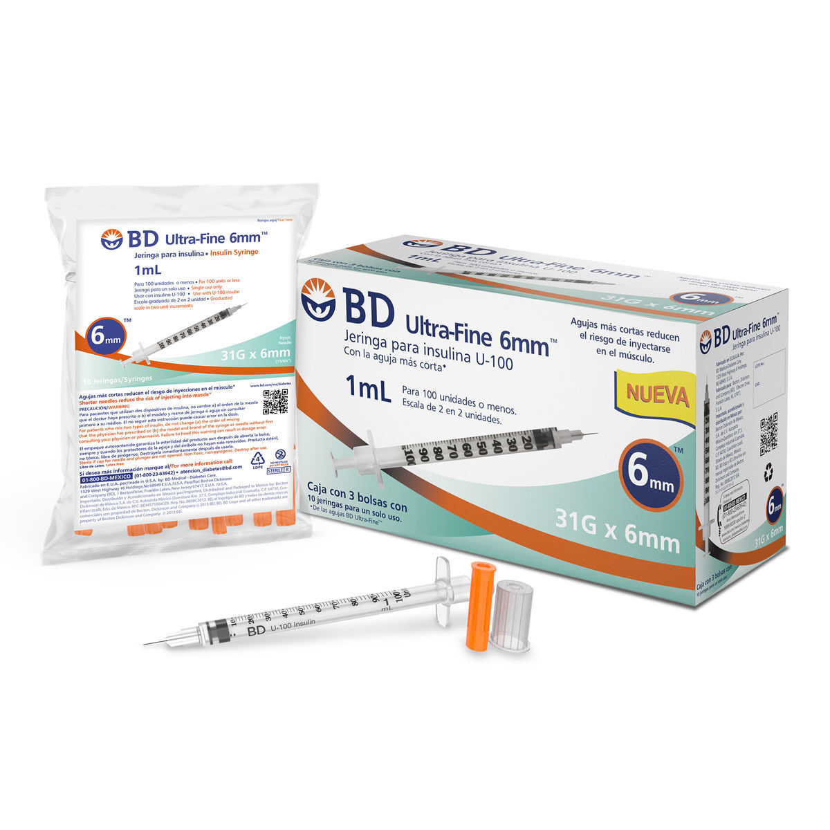 JERINGA BD INSULINA UF 1ML 31G X 6MM C 30