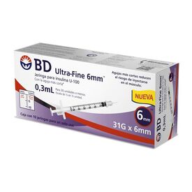 JERINGA PINSUL ULTRA-FINE U-100 6MM31G 0,3ML30UI C 10PZ EMBECTA