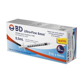 JERINGA PINSUL ULTRA-FINE U-100 6MM X 31G 0.5ML C 10 PZ