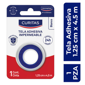 TELA ADHESIVA CURITAS IMPERMEABLE 1.25CM X 4.5M C 1