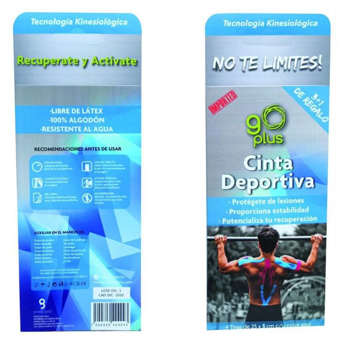 CINTA DEPORTIVA 25 X 5CM C 4 TIRA AZUL