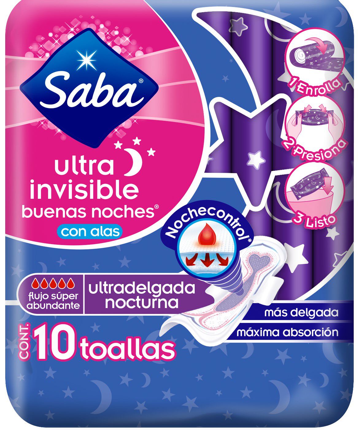 SABA BUENAS NOCHES ULTRA DELGADA C 10 TOALLAS