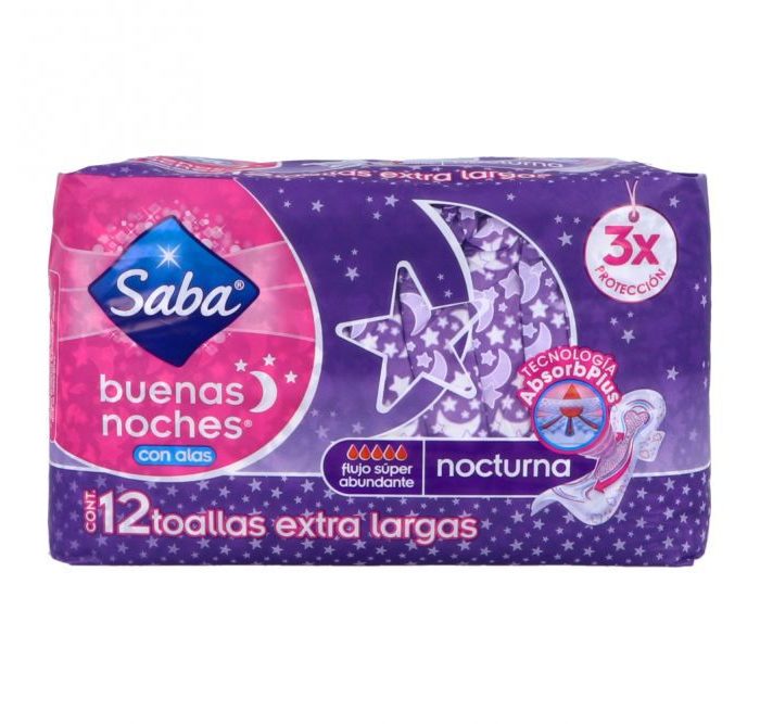 SABA BUENAS NOCHES C 12 TOALLAS EX LARGA