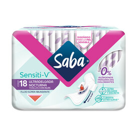 SABA SENSITI V TOALLAS ULTRA DELGADA NOCT C 18