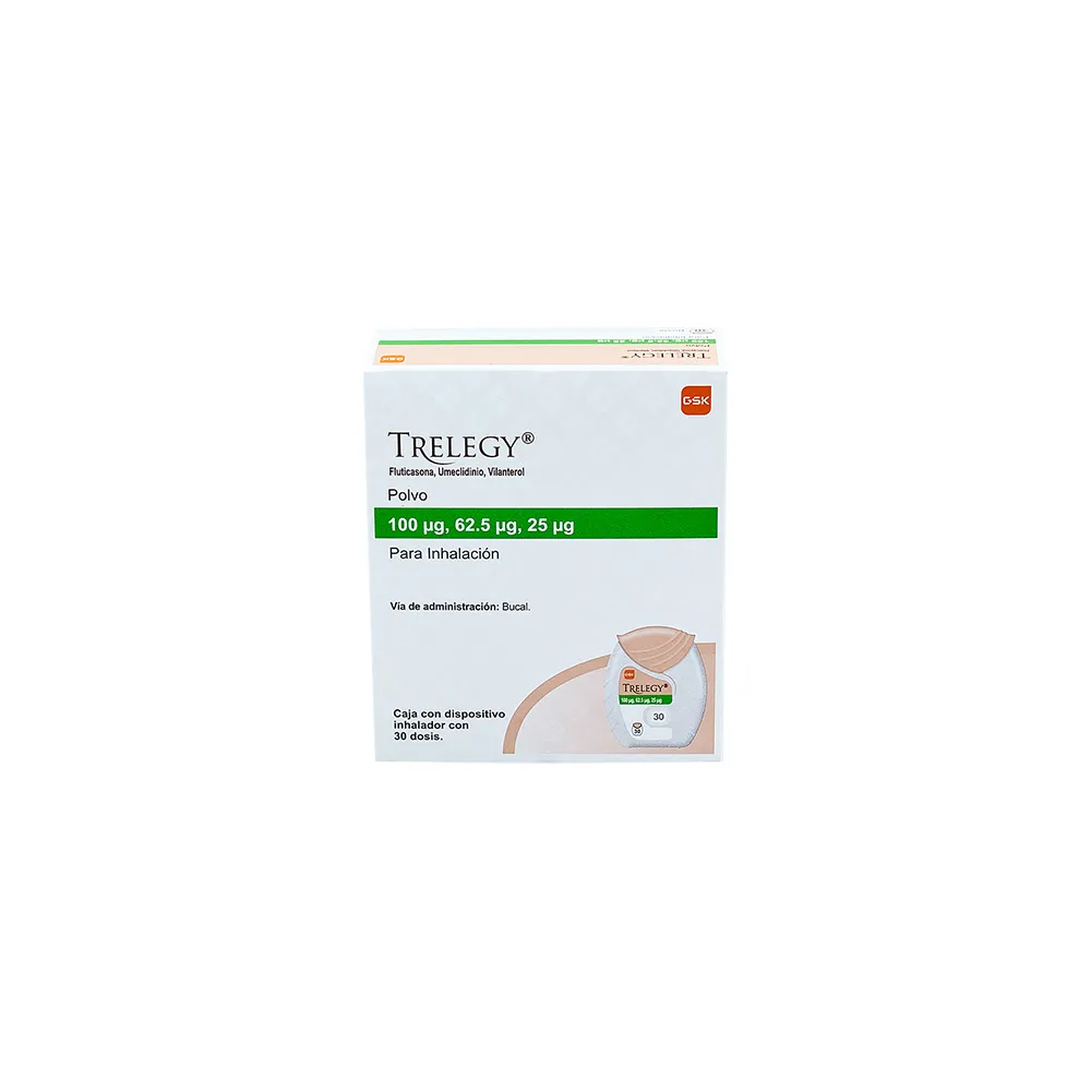 TRELEGY POLVO 100/62.5/25MCG P/INHALACION C 30 DOSIS