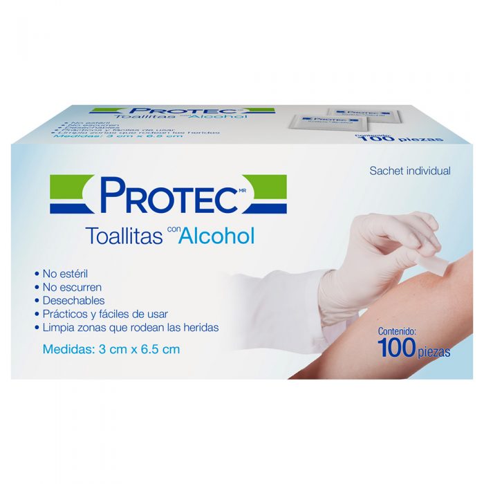 PROTEC TOALLITAS ESTERIL CON ALCOHOL C 100 PZ