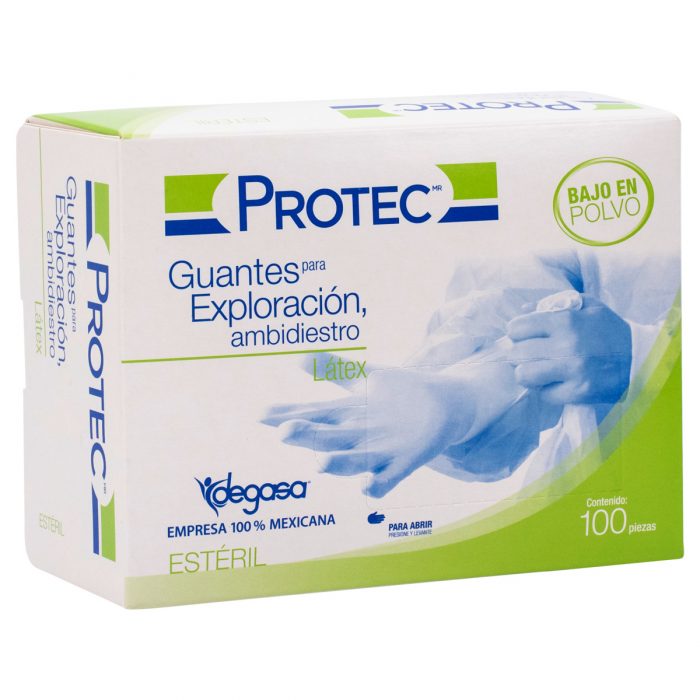 GUANTE EXPLORACION AMBIDIESTRO PROTEC ESTERIL MEDIANO C 100