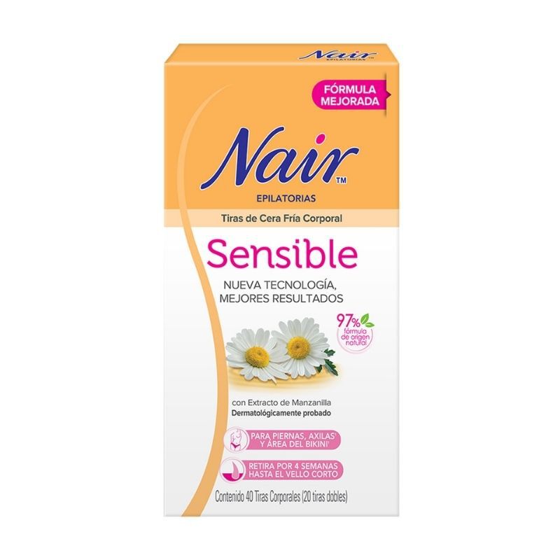 NAIR SENSIBLE TIRAS DE CERA FRIA CORPORAL C 40 TIRAS