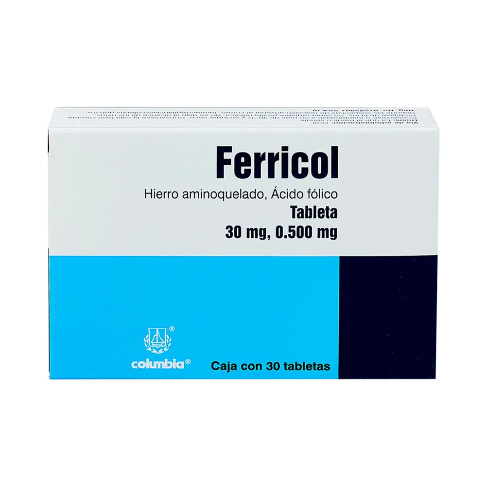 FERRICOL 30/500MCG C 30 TAB