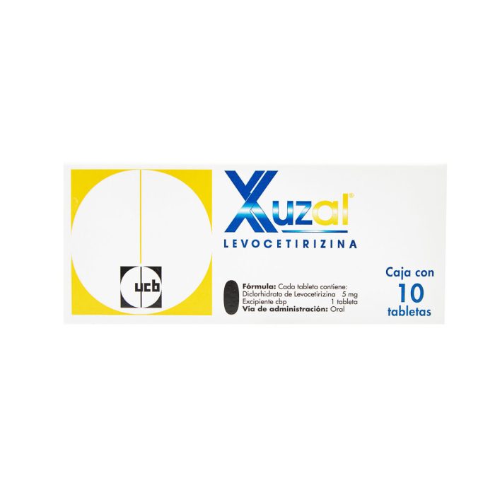 XUZAL 5MG C 10 TAB LEVOCETIRIZINA