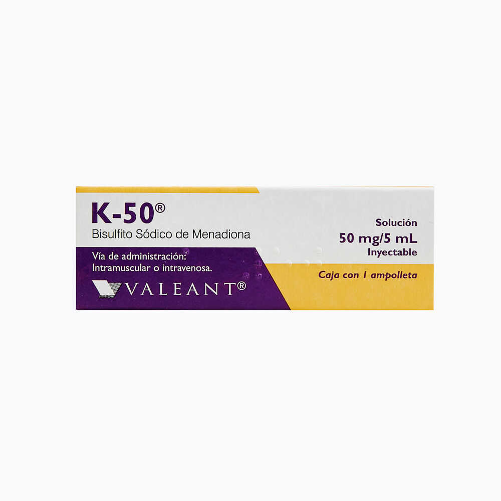 K50 SOL INY IV 50MG/5ML C 1 AMP BISULF SOD MENADIONA