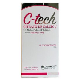 CTECH 1495/2MG C 60 TAB CITRATO DE CALCIO COLECALCIFEROL
