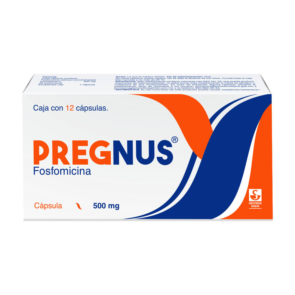 PREGNUS 500MG C 12 CAP FOSFOMICINA