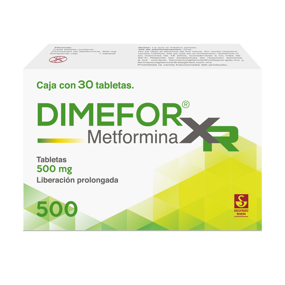 DIMEFORXR 500MG C 30 TAB