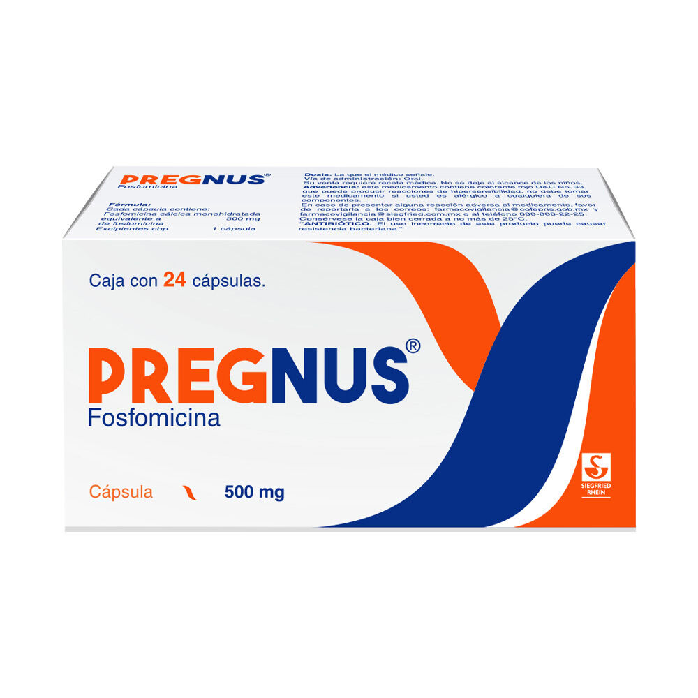 PREGNUS 500MG C 24 CAP FOSFOMICINA