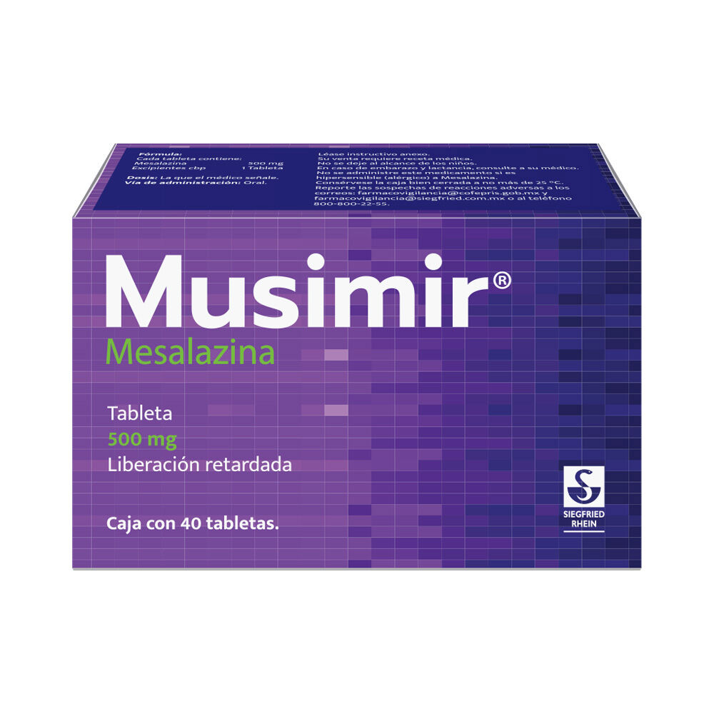 MUSIMIR 500MG LIB RETARDADA C 40 TAB MESALAZINA