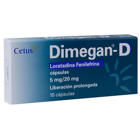 DIMEGAN D 5MG/20MG C 10 CAP LORATADINAFENILEFRINA