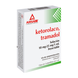 KETOROLACOTRAMADOL 10/25MG/1ML C 3 AMP AMSA