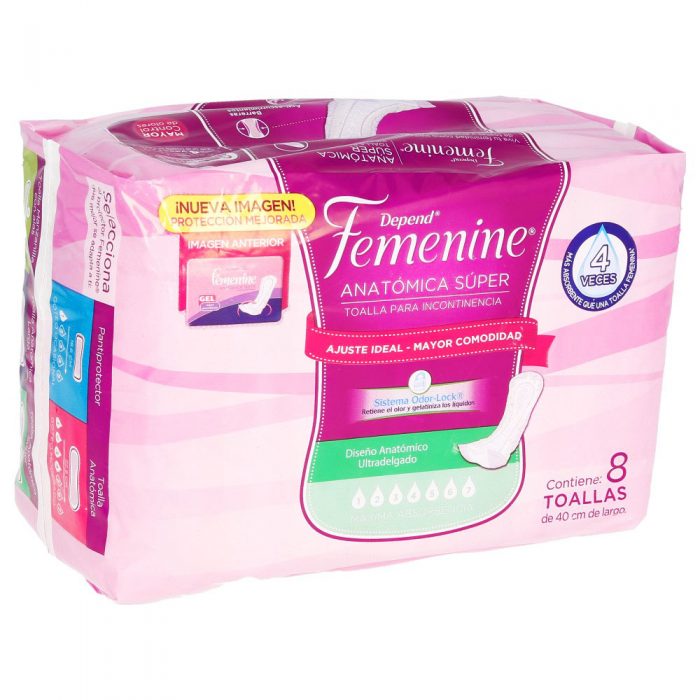 DEPEND FEMENINE ANATOMICA SUPER C 8 TOALLAS