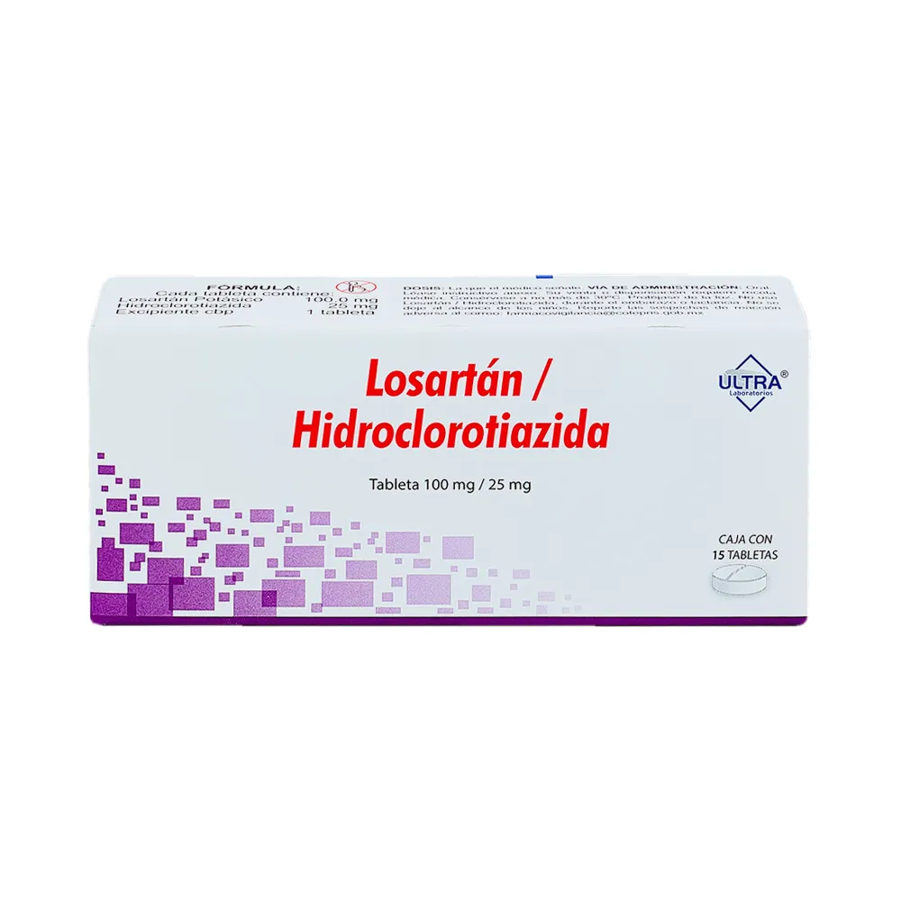LOSARTAN/HIDROCLOTIAZIDA 100/25MG C 15 TAB ULTRA