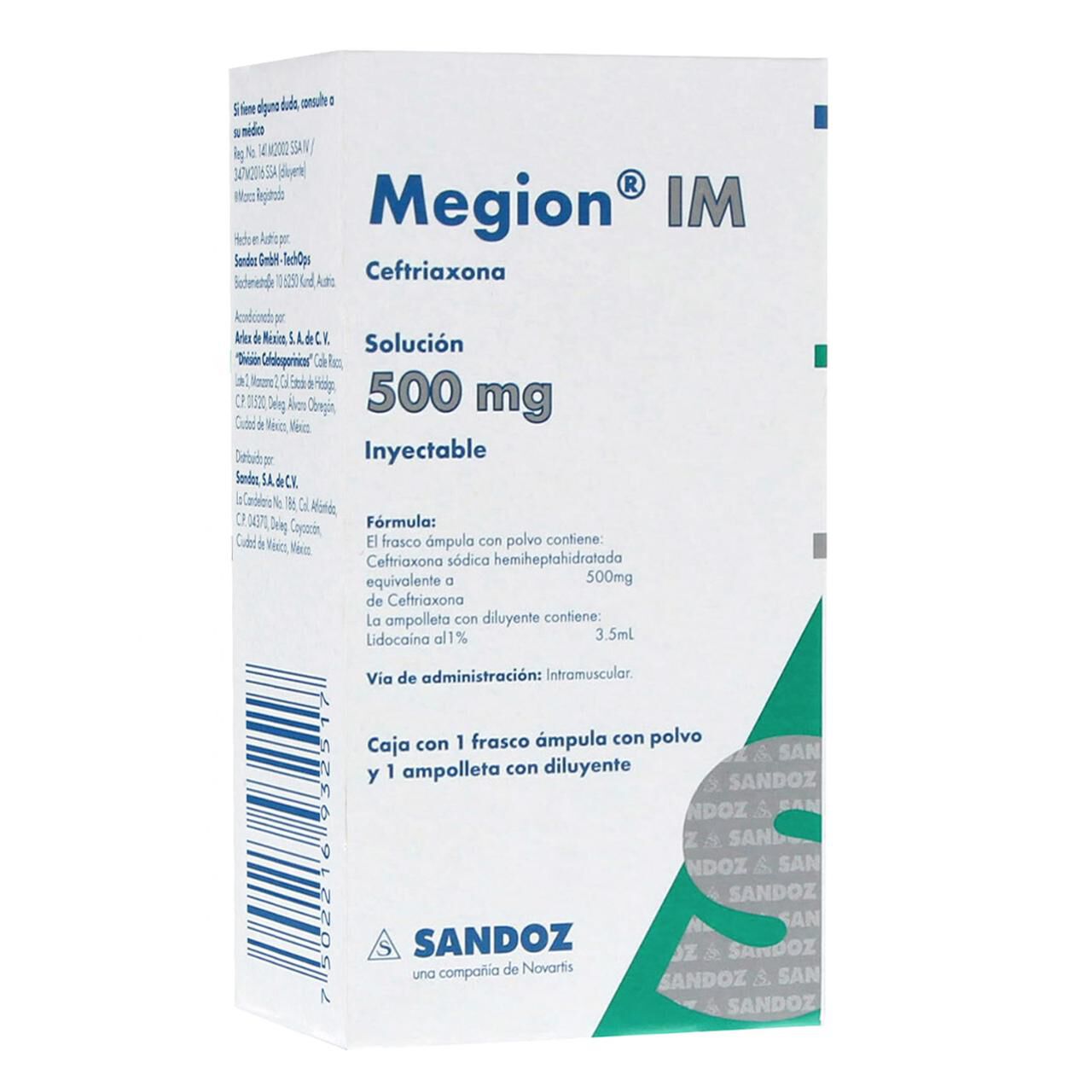 MEGION FA 500MG IM CEFTRIAXONA