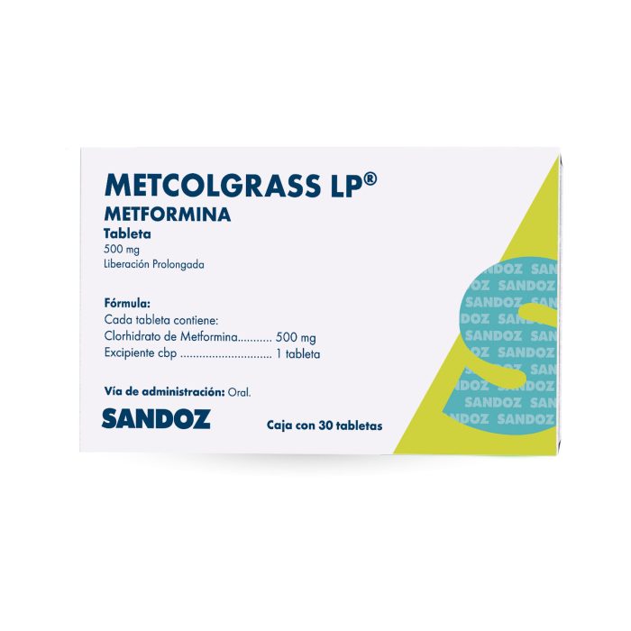 METCOLGRASS LP 500MG C 30 TAB METFORMINA