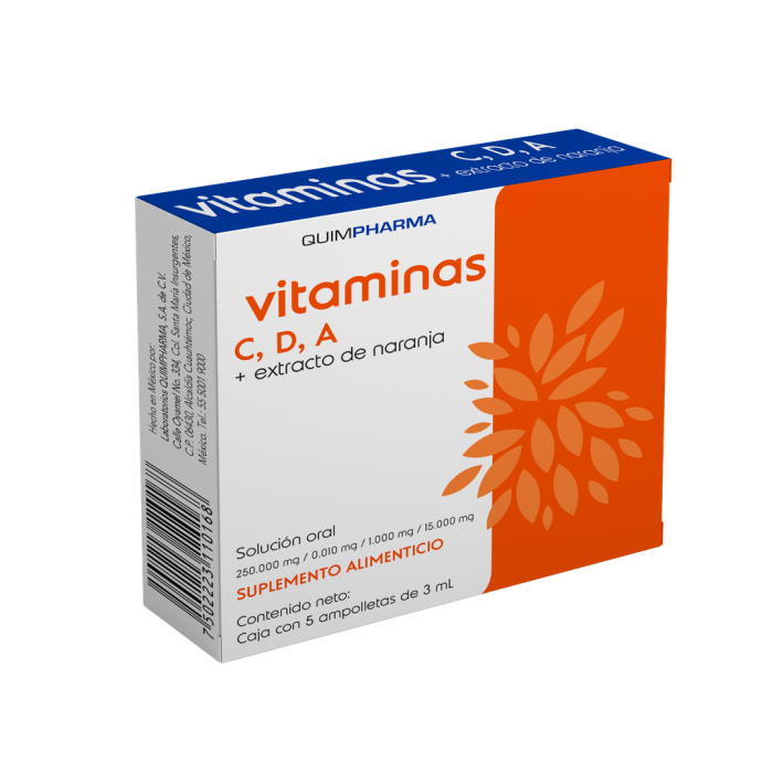VITAMINAS C D A AMP ING 3ML C 5 PZ QUIMPHARMA