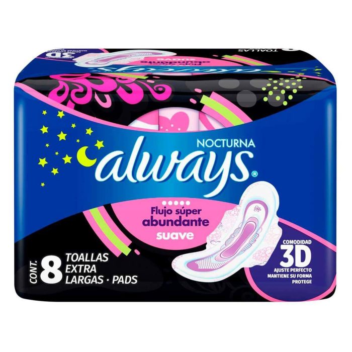 ALWAYS NOCTURNA FLUJO SUPOER ABUND SUAVE C 8 TOALLAS