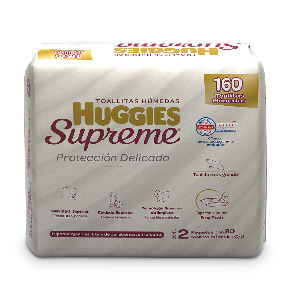 HUGGIES SUPREME 2PACK C 2 PAQ C 80 TOALLITAS HUM CU
