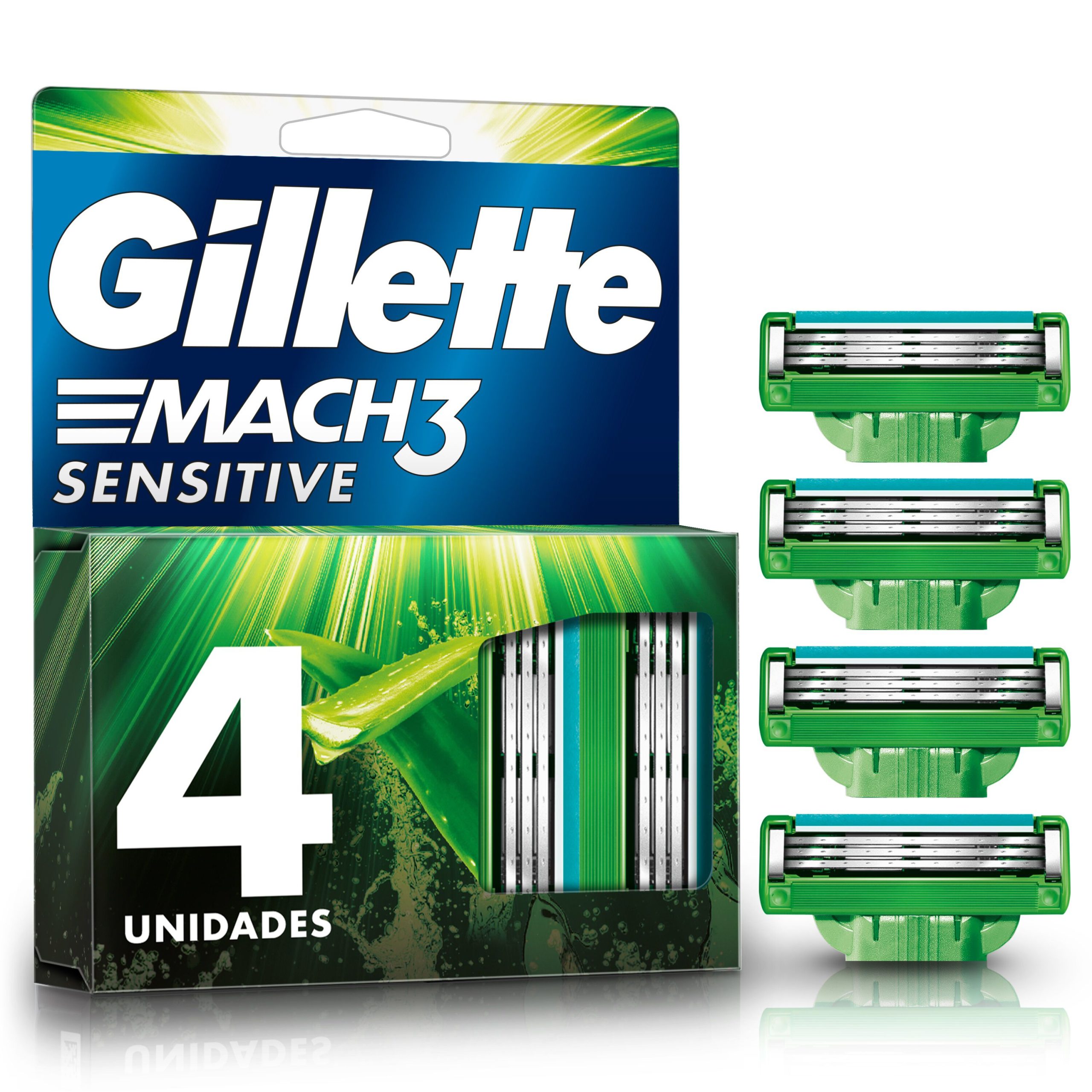GILLETTE MACH 3 SENSITIVE C ALOE C 4 CARTUCHOS