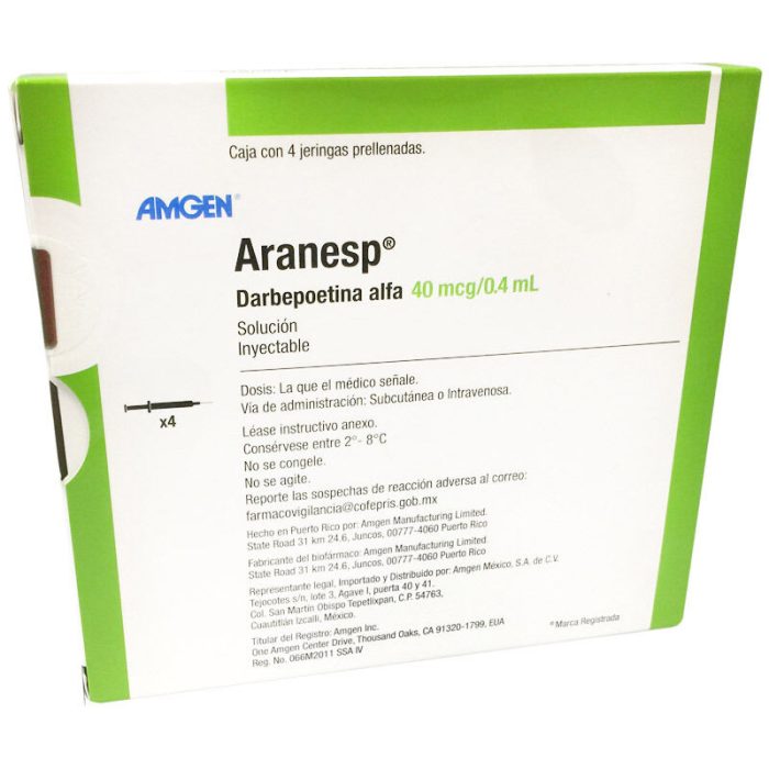 ARANESP 40MCG/0.3ML C 4 JGA PRELLENADA DARBEPOETINA ALFA