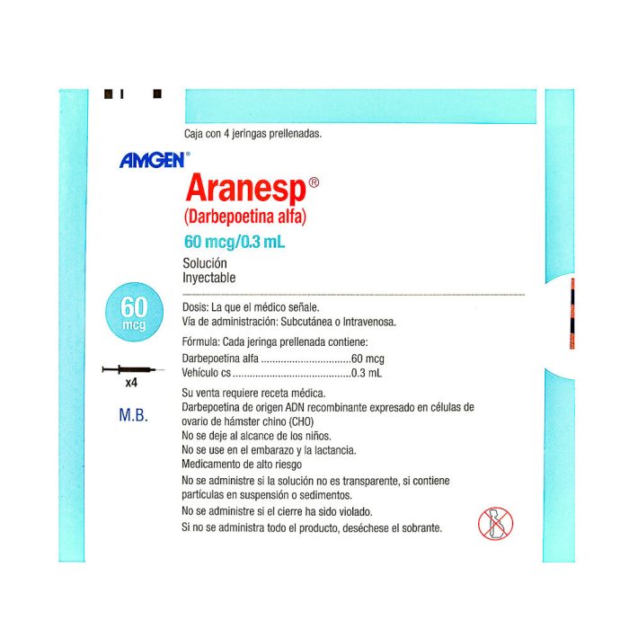 ARANESP 60MCG/0.3ML C 4 JGA PRELL  DARBEPOETINA ALFA